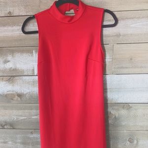Red Fitted Asymmetric Keyhole Back Dress Small